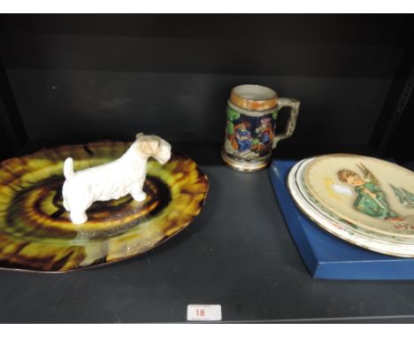 A selection of collectors plates including Hummel 1971 Christmas plate and an Alton ceramic study , Airedale