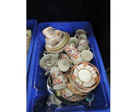 A box of ceramics including part tea service and coronation ware 