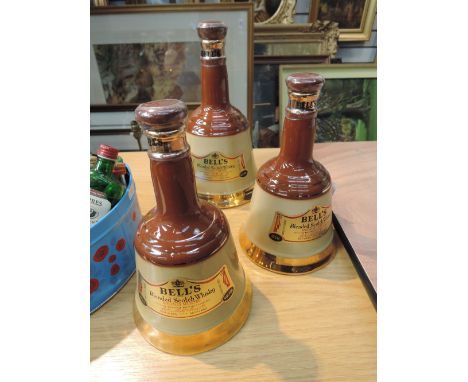Three Wade whisky Bells unopened, two 37.5cl and one 75cl