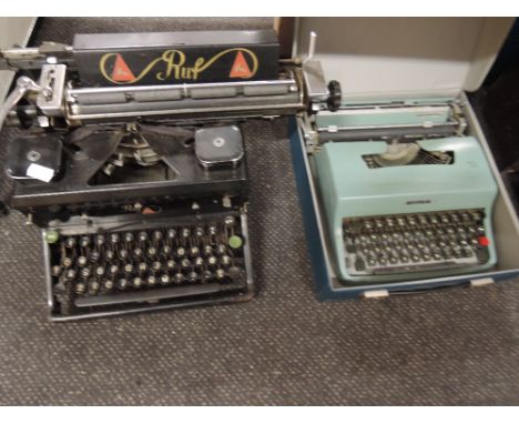 Two vintage typewriters, Olivetti and Ruf