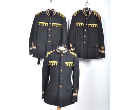 Uniforms - A collection of three WWII Second World War style Royal Navy Bandsman uniform jackets complete with epaulettes and