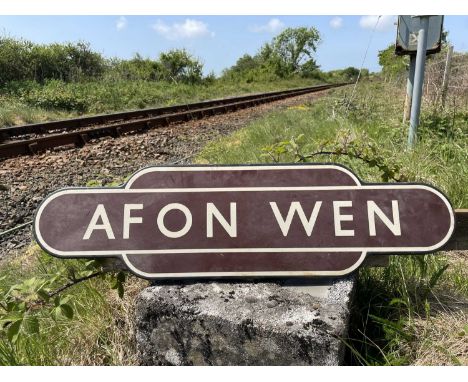 A BRITISH RAIL (WESTERN REGION) TOTEM SIGN FOR AFON WEN late 1950s / early 1960s, in regional colours of chocolate and cream 