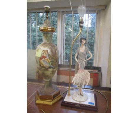 Two table lamps to include a Capodimonte Florence lamp fashioned as an Art Deco lady 