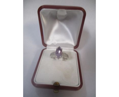 A 9ct white gold amethyst and diamond ring 