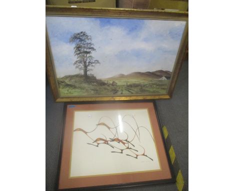 Two pictures to include Benjamin Chee Chee lithograph and Digby Page - oil on canvas entitle Shadow of The Hills 