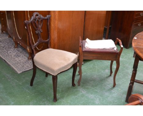 An Edwardian piano stool; a Victorian side chair (2)