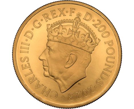 UNITED KINGDOM. Charles III, 2022-. Gold 200 pounds, 2023. Royal Mint. Matte Proof. Issued to celebrate the coronation of Kin