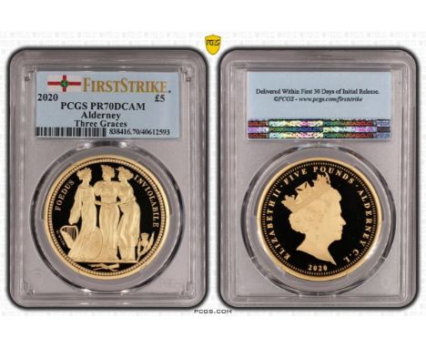 UNITED KINGDOM. ALDERNEY. Elizabeth II, 1952-2022. Gold 5 pounds, 2020. The Commonwealth Mint. Proof. Much like its 2019 Una 