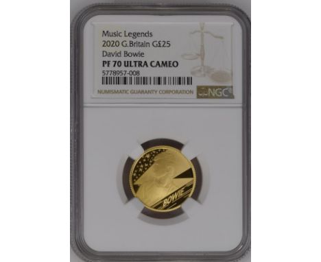 UNITED KINGDOM. Elizabeth II, 1952-2022. Gold 25 pounds, 2020. Royal Mint. Proof. The third release from the "Music Legends" 