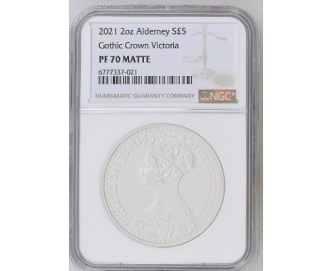 UNITED KINGDOM. ALDERNEY. Elizabeth II, 1952-2022. Silver 5 pounds, 2021. Commonwealth Mint. Matte Proof. Part of a two-coin 