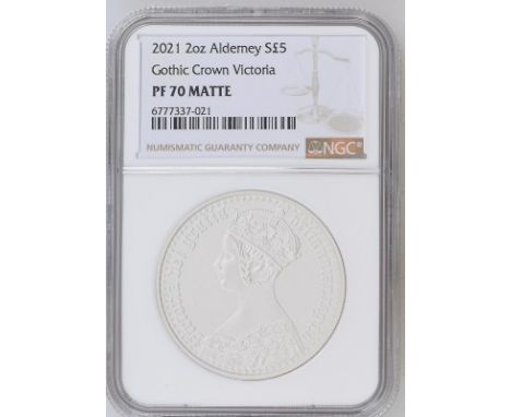 UNITED KINGDOM. ALDERNEY. Elizabeth II, 1952-2022. Silver 5 pounds, 2021. Commonwealth Mint. Matte Proof. Part of a two-coin 