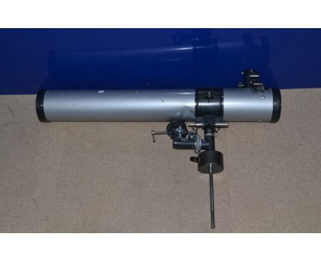 A Seben 800mm Astrological Telescope, 600 X, no eyepieces present, with equatorial tracking mount, with counter weight, G, wi