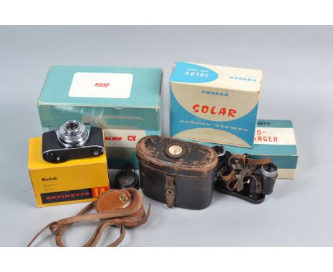 Cameras and Accessories, a Kodak Retinette 1A 35mm viewfinder camera with maker's box and ERC, a Six-20 Brownie E box camera,