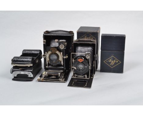 Two Folding Plate Cameras, an Agfa Standard, shutter working, sometimes irratic on slow speed, damage to focus lever, focusin