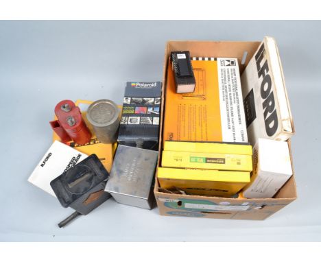 Darkroom Equipment and Materials, including an Ilford Multigrade 400 HS enlarger head and 400C control unit, two 400HS-M2 lig