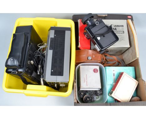 Cine and Video Equipment, a Canon 514XL-S Super 8 sound camera in maker's box, a Paillard Bolex B8SL 8mm camera with two Yvar