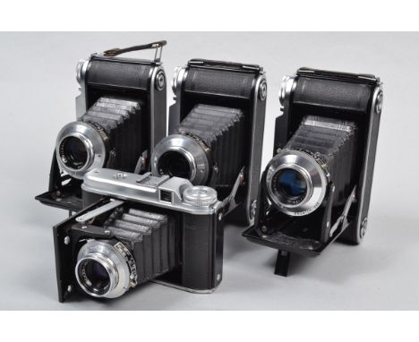 Voigtländer Folding Cameras, Three Bessa I, all with Vaskar 105mm f/4.5 lenses, two with working shutters, timers, one with j
