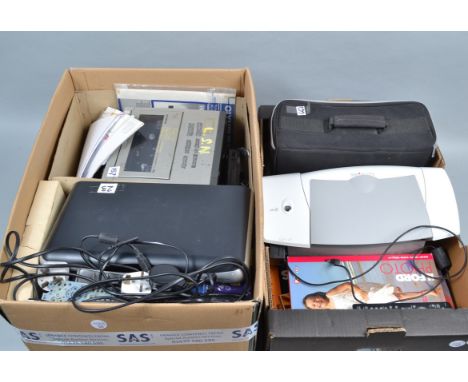 Scanners and Printers, an Epsom V200 scanner, with manuals, a Nordmende U 200 transparency/film copying adapter, a Lexmark Z6