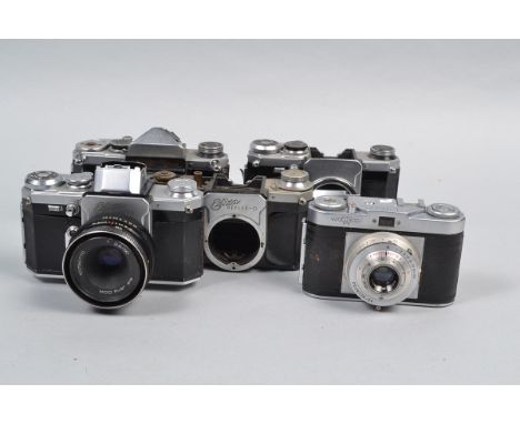 Wirgin Cameras, a Wirgin Edixa Flex (1958), shutter fires, body G, some lifting to leatherette, waist level iew finder slight