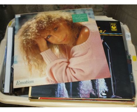A BOX OF VINTAGE RECORDS, BOOKS ETC. 