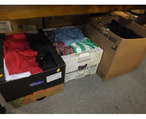 FIVE BOXES OF VINTAGE LADIES CLOTHING 
