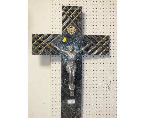 A LARGE VINTAGE GRANITE WALL HANGING CRUCIFIX