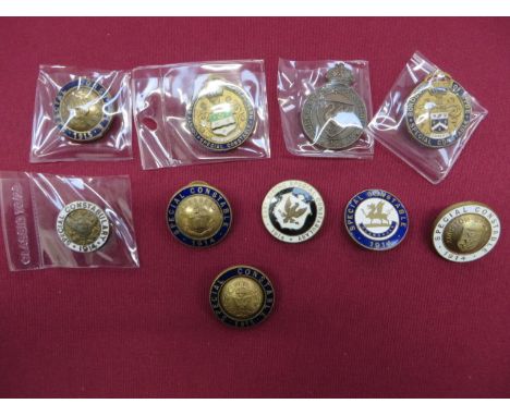 Good Selection of WW1 Period Special Constable Lapel Badges  including KC gilt and enamel Borough of Hyde 1915 ... KC bronzed