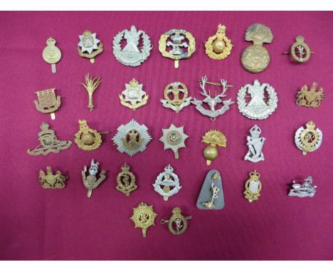 Selection of Infantry Cap Badges  including KC brass Royal Scots Fusiliers ... Bi-metal Royal Scots (1 lug absent) ... White 