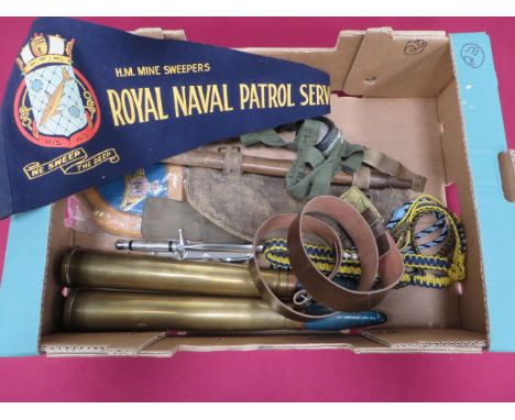 Selection of Various Items  including 2 x 40mm MKIV brass shell cases complete with inert shell heads. Both dated “1946” ... 