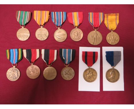 Good Selection of American Campaign Medals  including WW2 Victory ... USMC Occupation Service ... Expeditionary Service ... A