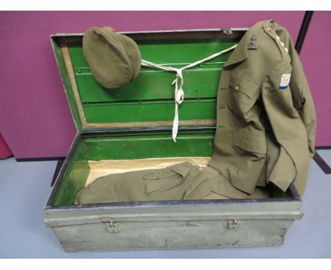 Royal Engineers SEAC Uniform Group  consisting khaki utility pattern service dress tunic. Bronzed RE flaming grenade collars.