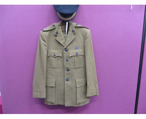 Post 1953 Royal Army Chaplains Department Officer’s Uniform  consisting dress cap. Black crown and body with purple band. Bla