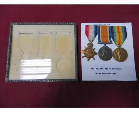 WW1 Army Service Corps 1914/15 Star Trio  consisting 1914/15 Star, silver War medal and Victory named to “M2-053311 Pte H Bow