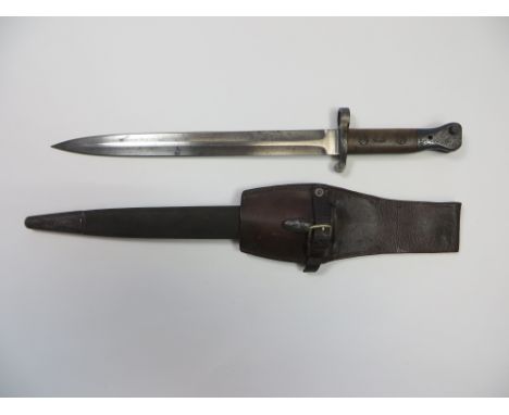 P1888 MK4 Lee Metford Bayonet  12 inch double edged blade. The forte marked “Sanderson Sheffield”. No issue date stamps. Stee