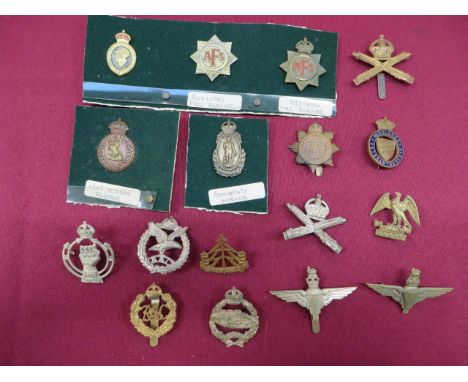 Small Selection of Various Cap Badges  including brass Hawke Battalion ... KC white metal Parachute Reg ... KC white metal Ar