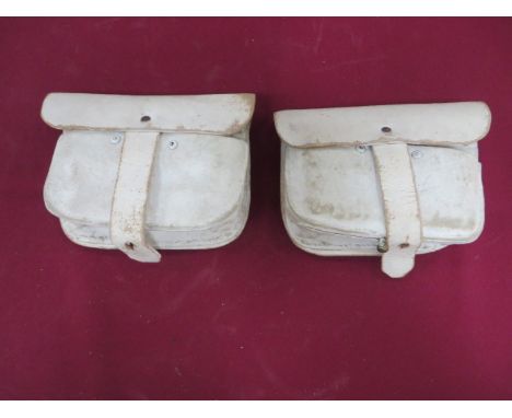 Two 1888 Pattern Slade Wallace Left Side Ammunition Pouches  post 1889 for .303 ammunition holding 50 rounds. White blancoed 