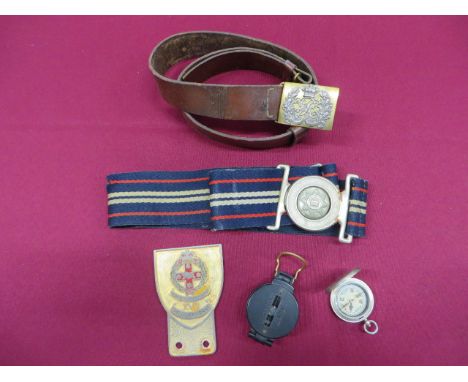 Victorian Officer’s Belt  gilt brass rectangular buckle overlaid with silvered crowned VR within an oak leaf wreath. Now on r