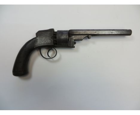 Rare 1850’s Thomas Pennell Patent Hammerless Self Cocking Revolver  54 bore 7 inch octagonal barrel. The top flat with faint 