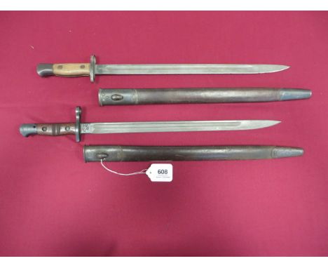 WW1 SMLE Bayonet and American P17 Bayonet  single edged blade with central fuller. The forte with maker “Sanderson” dated “16