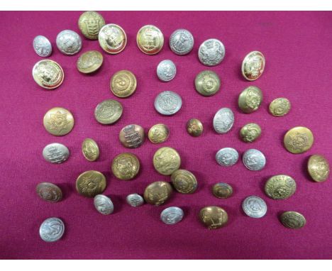 Small Selection of Buttons  including Vic crown white metal 3rd Battalion Derbyshire Rifle Volunteers ... KC brass 1st Birmin