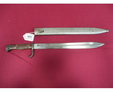 German M1898/05 Seitengewehr Butcher Bayonet  14 1/2 inch single edged blade widening towards the point. Large fuller. The fo