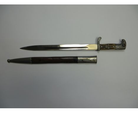 German Third Reich Police Bayonet By Carl Eickhorn  13 inch single edged blade with large fuller. The forte with “Carl Eickho