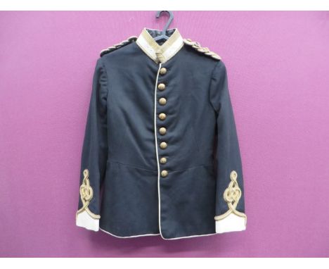 Army Service Corps Officer’s Full Dress Tunic  black single breasted tunic. High white collar with gilt braid and cord edging