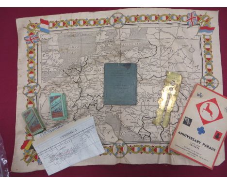 Small Selection of Various Items  consisting RAF WW2 escape map “Cyrenaica” sheets K1 & K2. Coloured double sided silk ... Pr