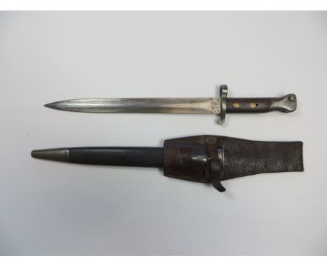 Regimentally Marked 1888 Pattern MKI 2nd Type Metford Bayonet  12 inch double edged blade. The forte marked with various issu