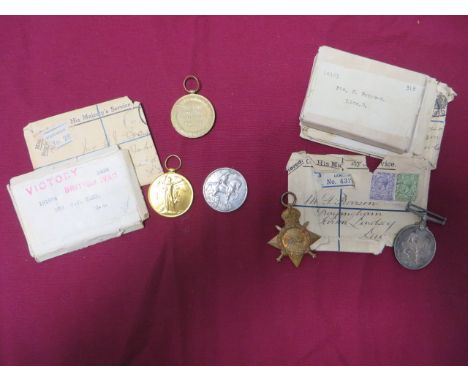 Selection of WW1 Medals  consisting 1914/15 Star and silver War medal named to “14363 Pte F Pearson Linc R”. Complete with is