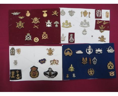 Selection of Belgian Badges  including brass Artillery ... Brass Motorised Artillery ... White metal Military Officer School 