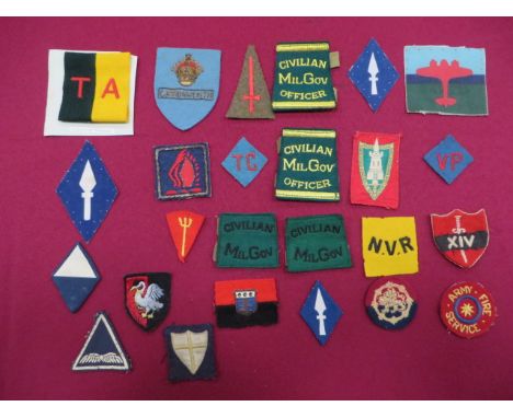 Selection of Various Formation Badges  including embroidery VP (Vulnerable Point) ... Embroidery TC (Traffic Control) ... Emb