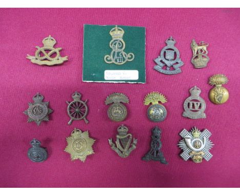 Selection of Officer Badges  including KC bronzed Connaught Rangers (lugs) ... KC bronzed South Staffordshire (lugs) ... KC d