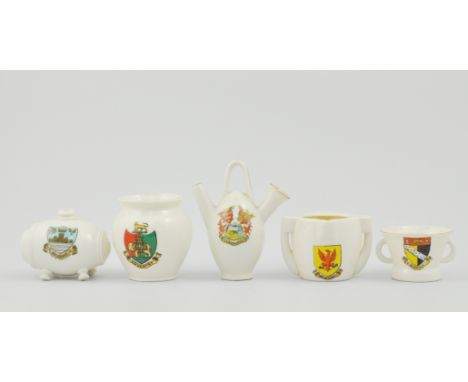 Collection of W.H. Goss and Crested wares, to include a model of an old Swiss vinegar bottle No. 496832 and other various mod